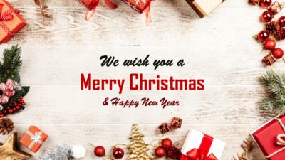 Merry Christmas and Happy New Year Wishes Card Template