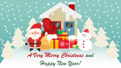 Merry Christmas and New Year Greetings Template Design