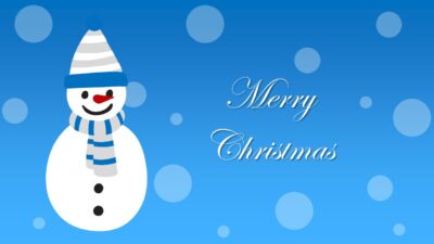 Merry Christmas With Snow Man PowerPoint Template