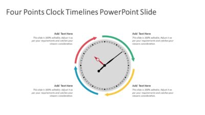 Four Points Clock Timelines PowerPoint Slide