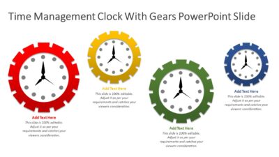 Time Management Clock With Gears PowerPoint Slide