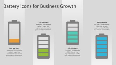 Battery icons for Business Growth PowerPoint Template