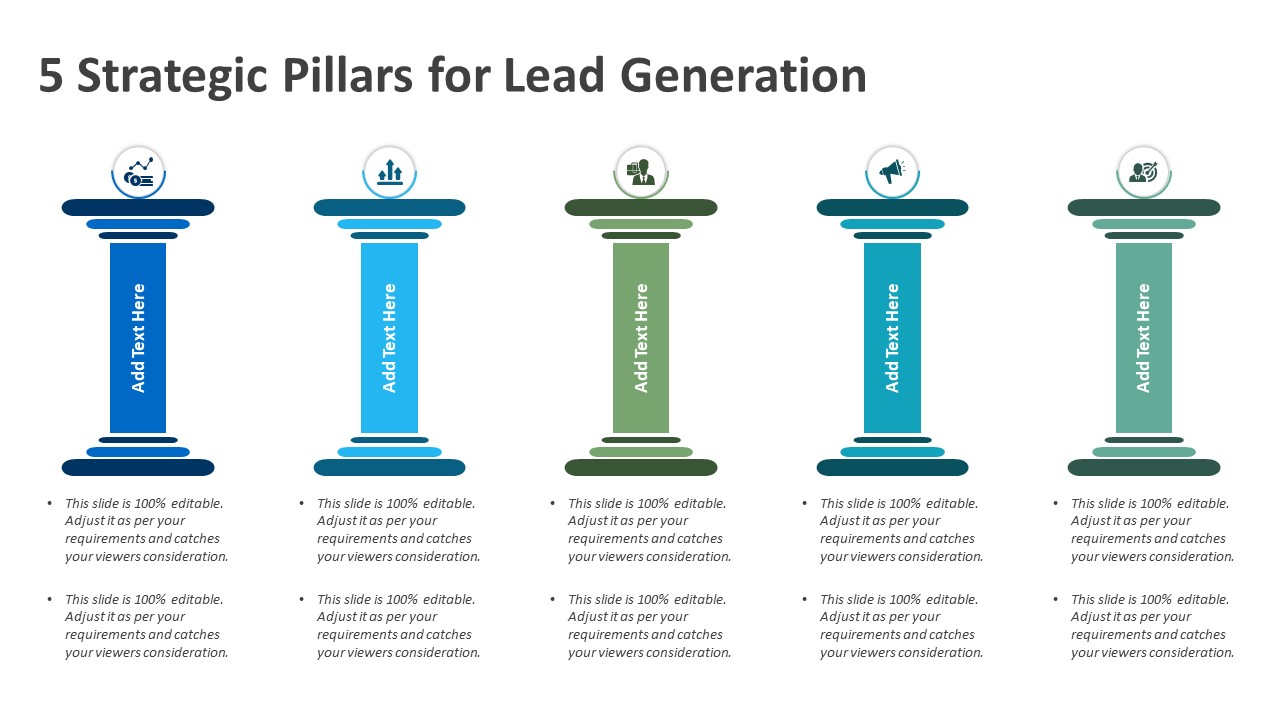 5 Strategic Pillars for Lead Generation PowerPoint Template