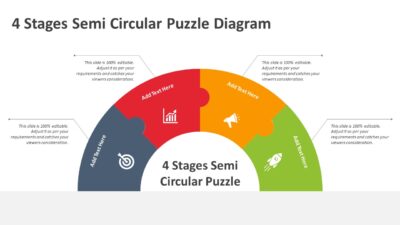 4 Stages Semi Circular Puzzle Diagram PowerPoint Template