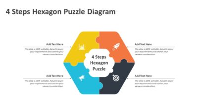 4 Steps Hexagon Puzzle Diagram PowerPoint Template