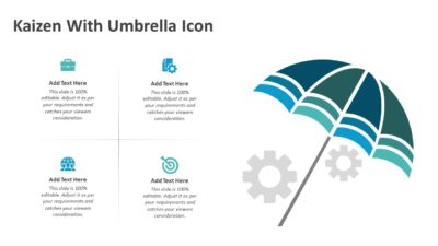 Kaizen With Umbrella Icon PowerPoint Template