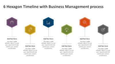 6 Hexagon Timeline with Business Management process PowerPoint Template
