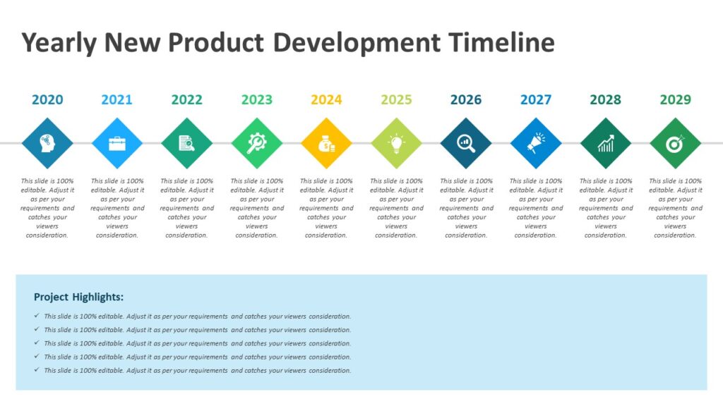 Yearly New Product Development Timeline PowerPoint Template