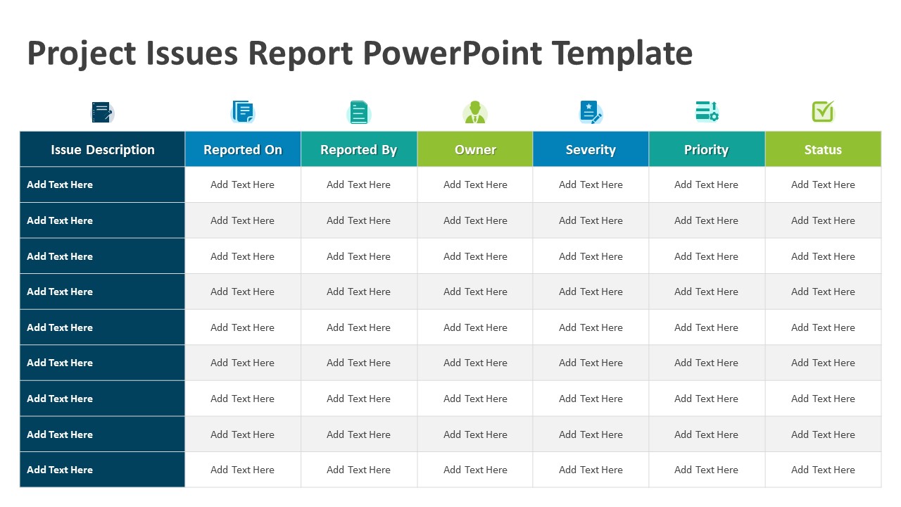 Project Issues Report PowerPoint Template