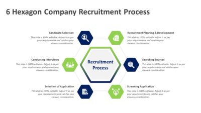 6 Hexagon Company Recruitment Process PowerPoint Template