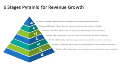6 Stages Pyramid Revenue Growth PowerPoint Template
