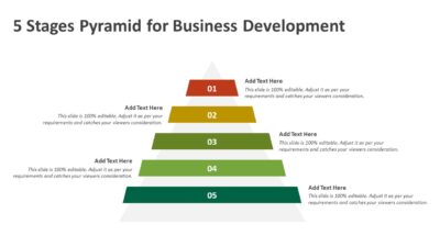 5 Stages Pyramid Business Development PowerPoint Template