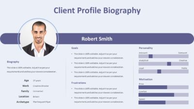 Client Profile Biography PowerPoint Template