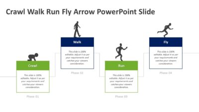 Crawl Walk Run Fly Arrow PowerPoint Slide
