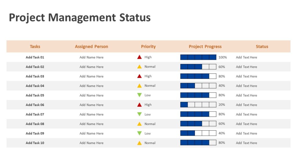 Project Management Status PowerPoint Template