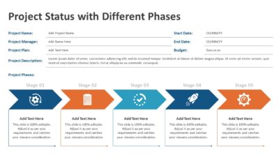 Project Status with Different Phases Report PowerPoint Template