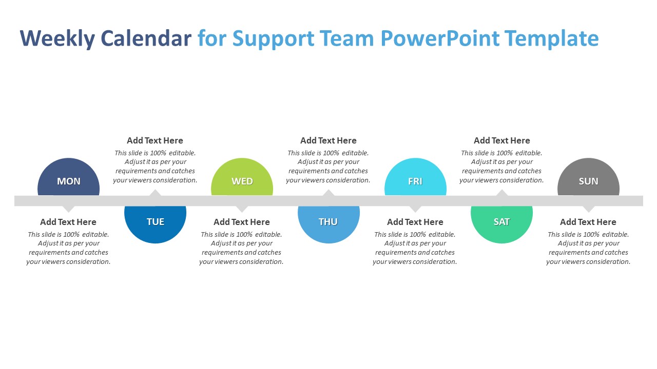 Weekly Calendar for Support Team PowerPoint Template