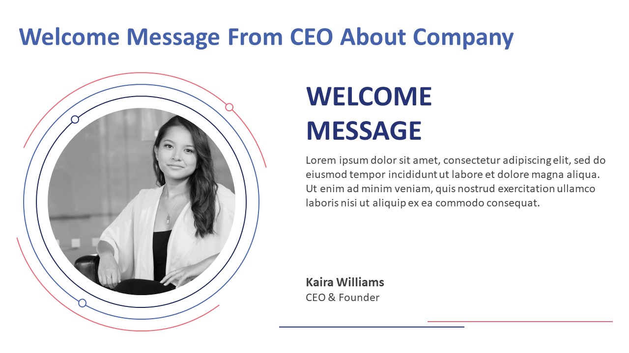 Welcome Message From Ceo About Company Powerpoint Template