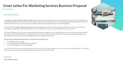 Cover Letter For Marketing Services Business Proposal PowerPoint Template