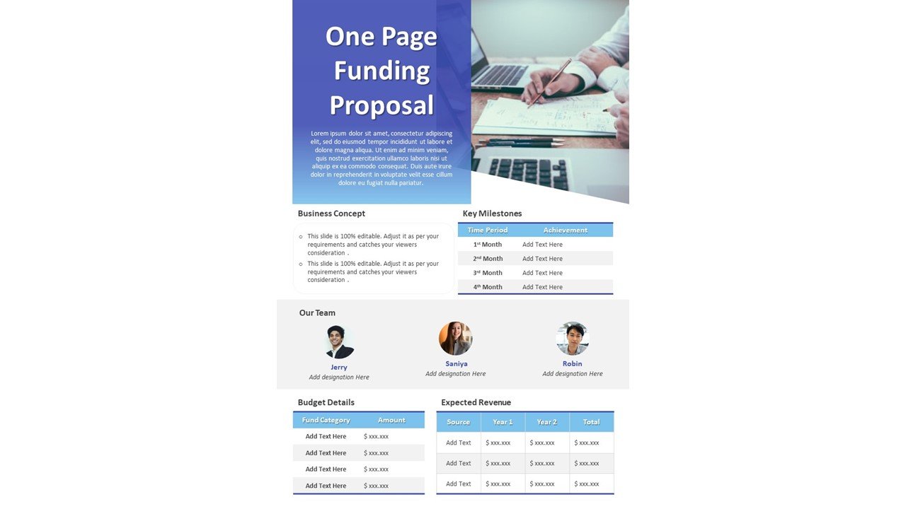 One Page Funding Proposal