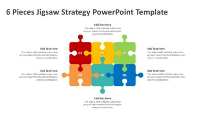 6 Pieces Jigsaw Strategy PowerPoint Template
