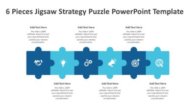 6 Pieces Jigsaw Strategy Puzzle PowerPoint Template