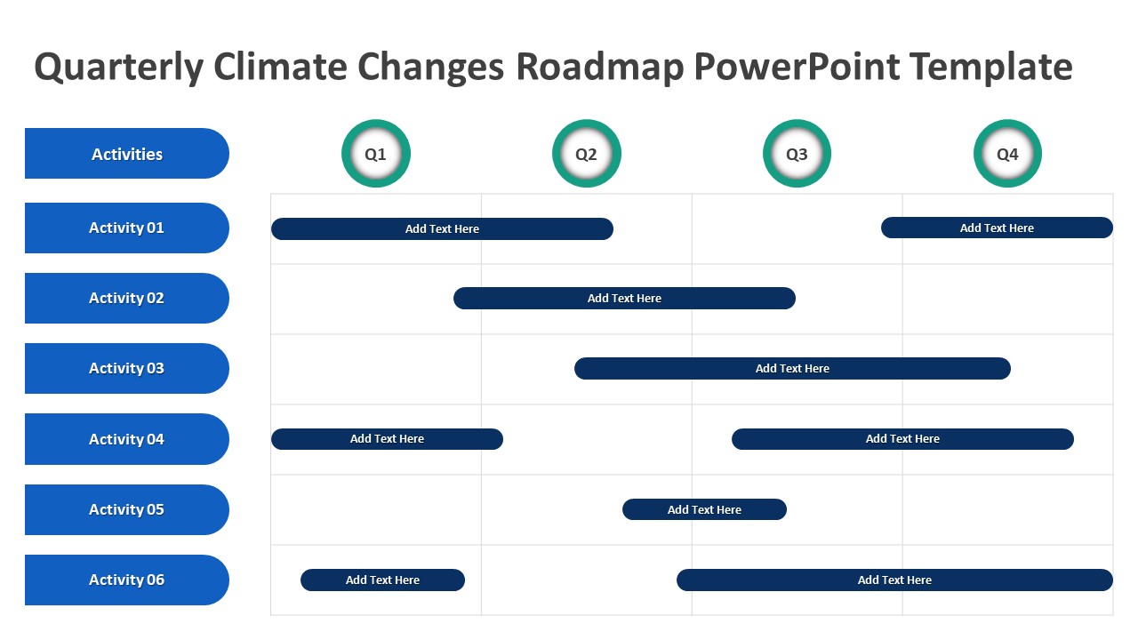 Quarterly Climate Changes Roadmap Powerpoint Template
