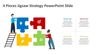 4 Pieces Jigsaw Strategy PowerPoint Slide