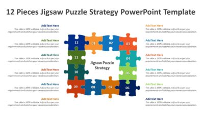 12 Pieces Jigsaw Puzzle Strategy PowerPoint Template