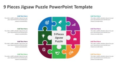 9 Pieces Jigsaw Puzzle PowerPoint Template