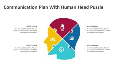 Communication Plan With Human Head Puzzle PowerPoint Template