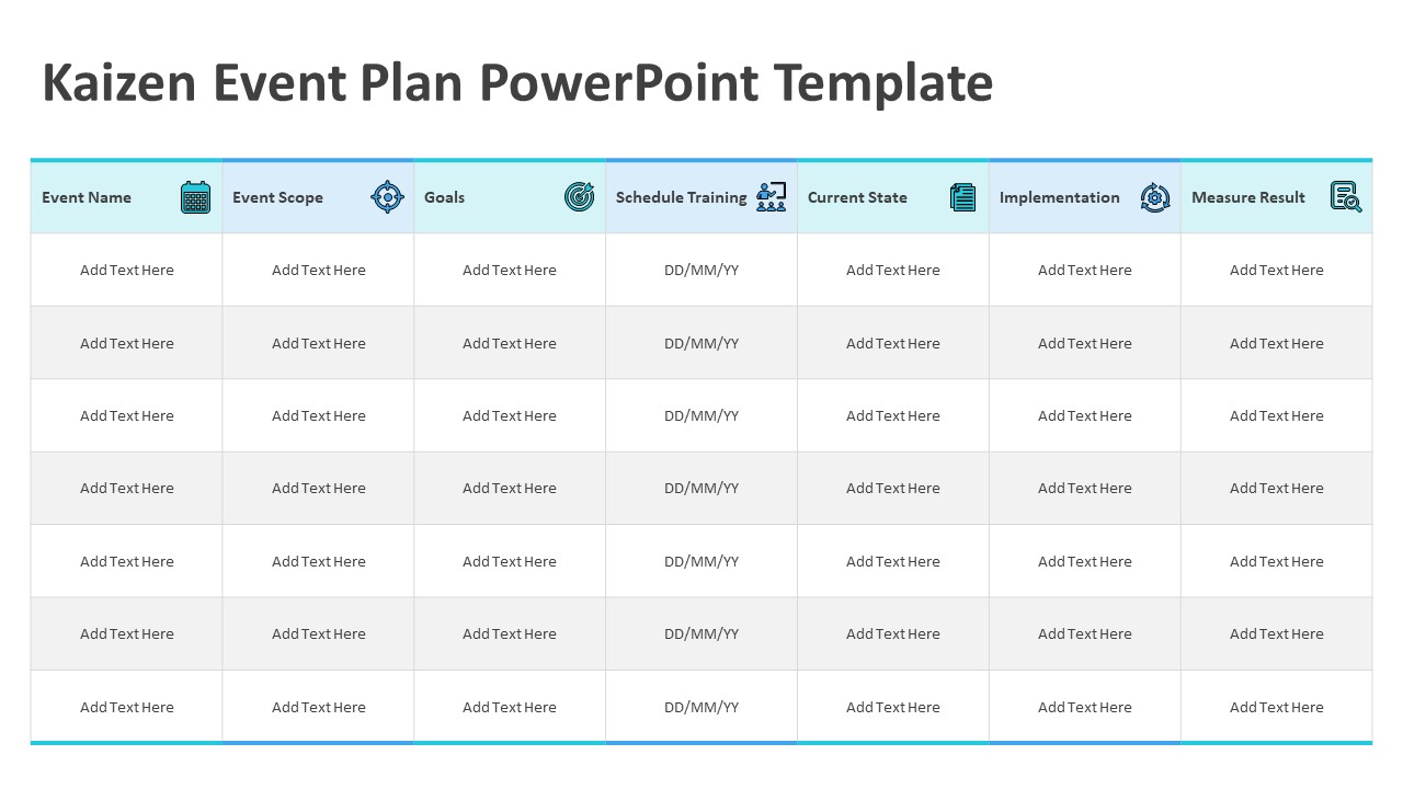 Kaizen Event Plan PowerPoint Template | Kaizen Presentation