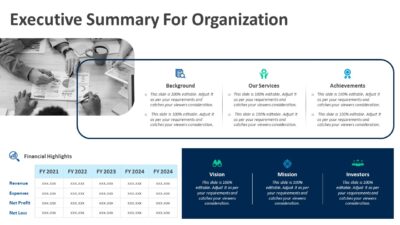 Executive Summary For Organization PowerPoint Template