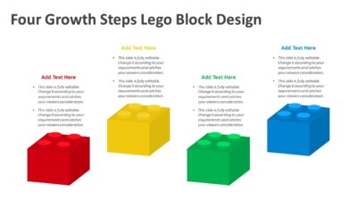 Four Growth Steps Lego Block Design PowerPoint Template
