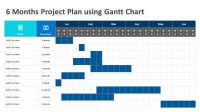 6 Months Project Plan using Gantt Chart PowerPoint Template