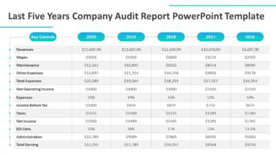 Last Five Years Company Audit Report PowerPoint Template