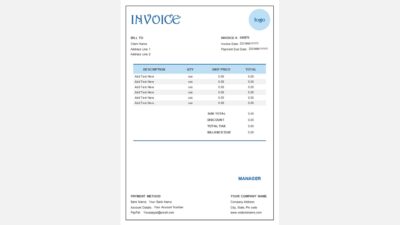 Custom Invoice Word Template Design
