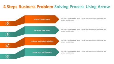4 Steps Business Problem Solving Process Using Arrow PowerPoint Template