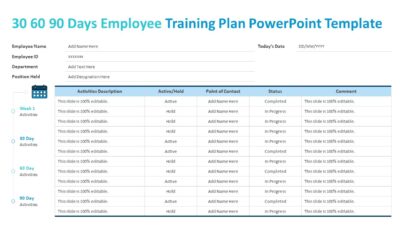30 60 90 Days Employee Training Plan PowerPoint Template