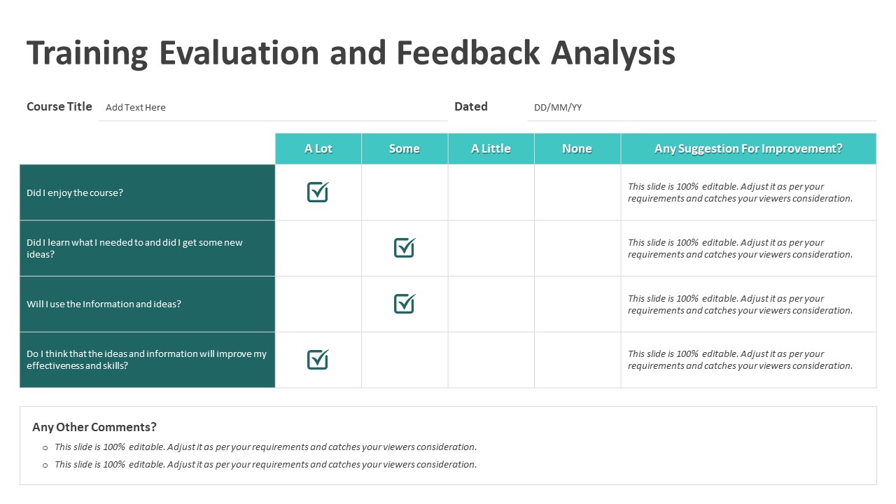 Training Evaluation and Feedback Analysis PowerPoint Template
