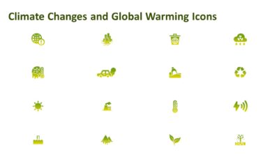 Climate Changes and Global Warming Icons PowerPoint Template