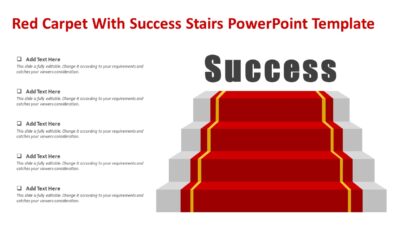 Red Carpet With Success Stairs PowerPoint Template