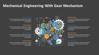 Mechanical Engineering With Gear Mechanism PowerPoint Template