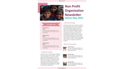 One Page Non Profit Organization Newsletter PowerPoint Template