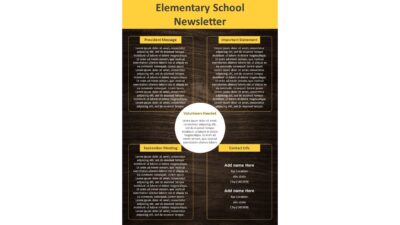 One Page Elementary School Newsletter PowerPoint Template