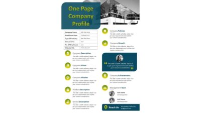 One Page Company Profile PowerPoint Presentation Template