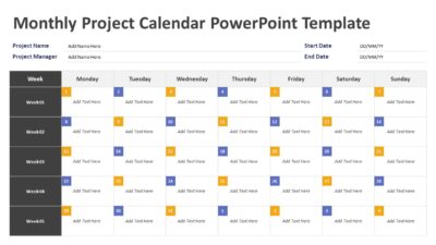 Monthly Project Calendar PowerPoint Template