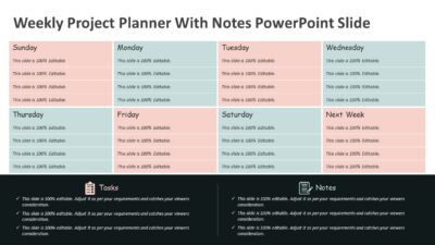 Weekly Project Planner With Notes PowerPoint Slide