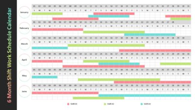 6 Month Shift Work Schedule Calendar PowerPoint Template