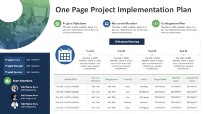 One Page Project Implementation Plan PowerPoint Template